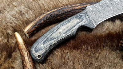 The Ultimate Tactical Hunter: Custom Damascus Steel Hunting Knife with Exotic Wood Handle | 9-Inch Precision Tool | KBS Knives - Korvel
