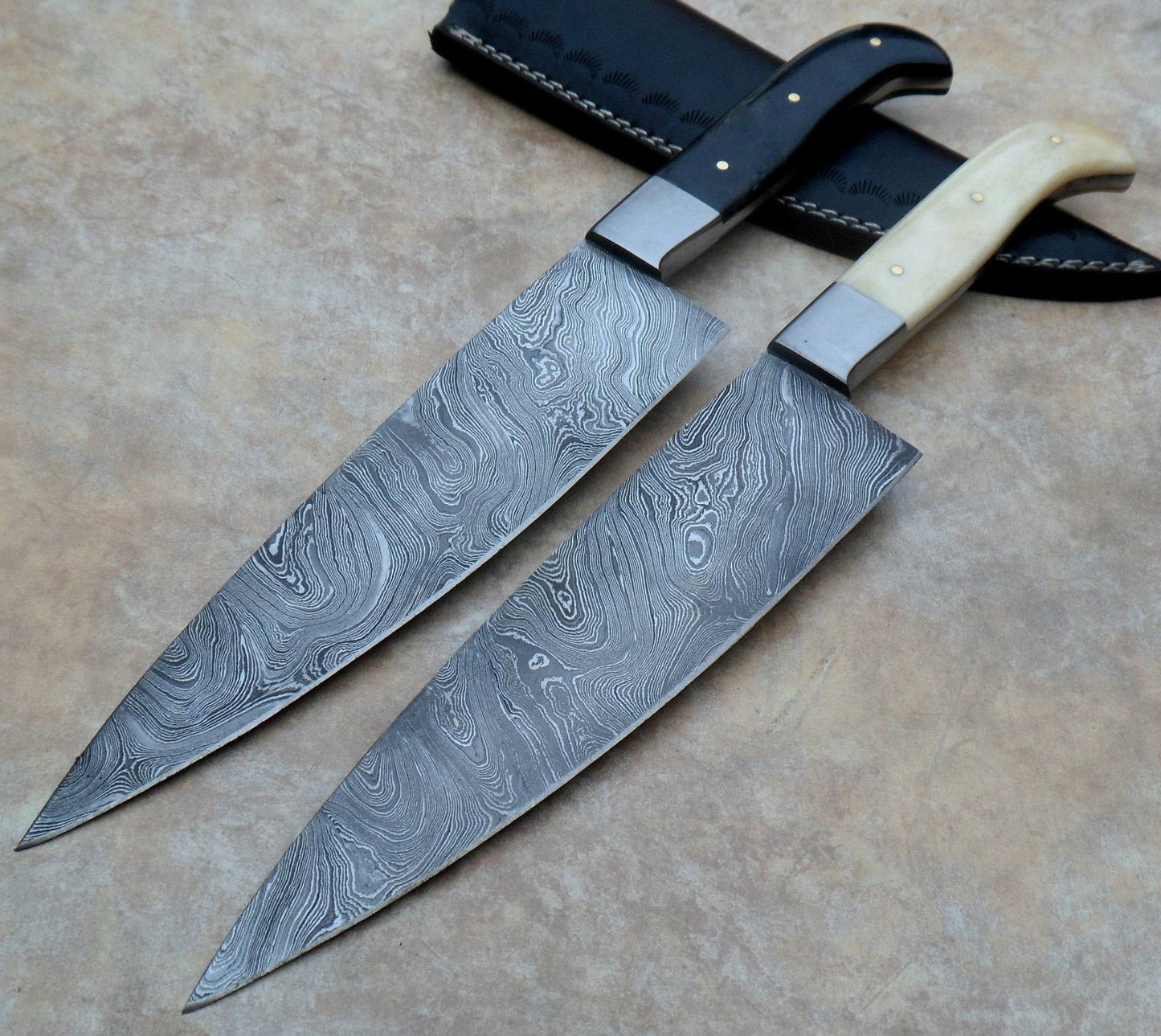 Artisan Crafted Damascus Steel Chef Knives for Outdoor Cooking - Korvel