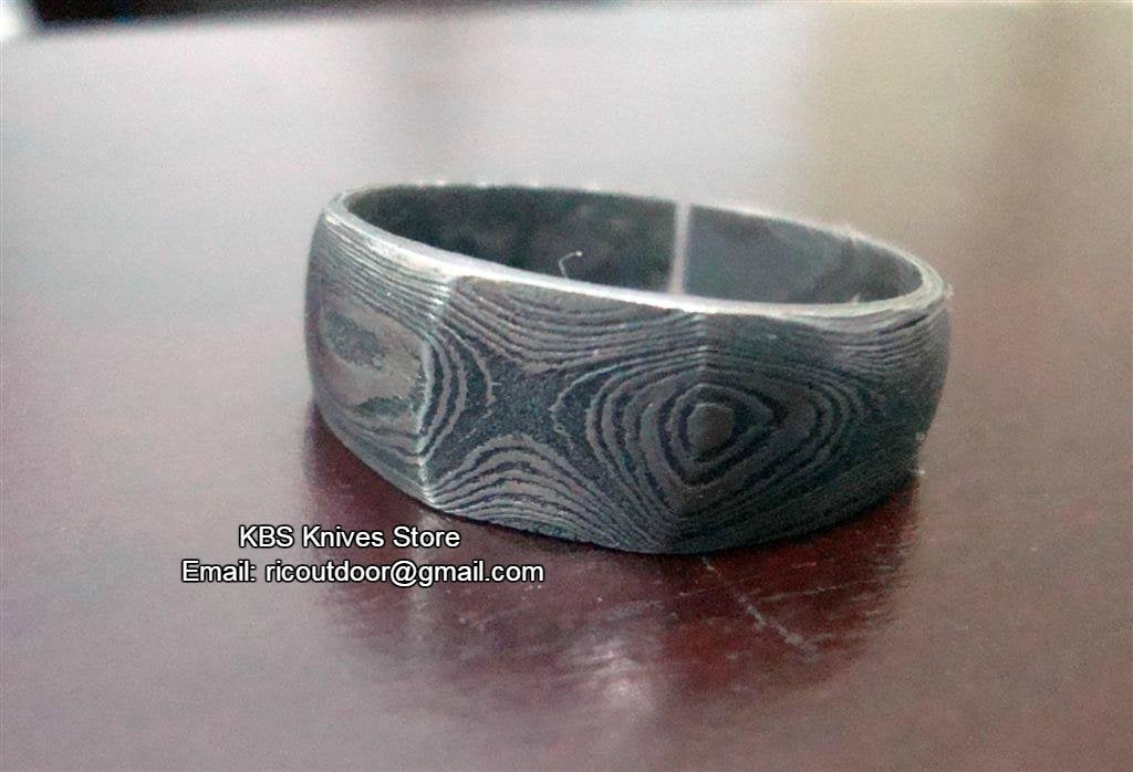 Personalized Damascus Steel Anniversary Bands - Korvel