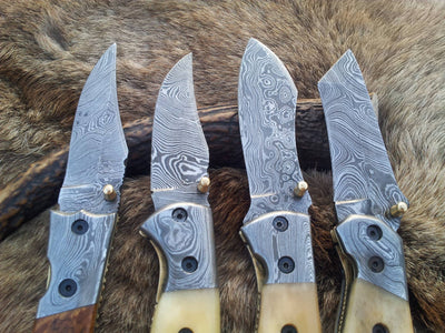 Trio Edge Damascus Steel Folding Pocket Knives Set – Elegant Everyday Carry - Korvel