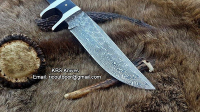 Premium Stealth Hunter Custom Damascus Fixed-Blade Knife - 10" Hunting Essential - Korvel