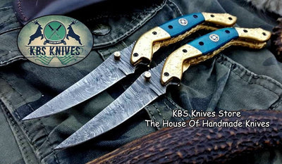 Exquisite Custom Damascus Steel Folding Pocket Knife - Korvel