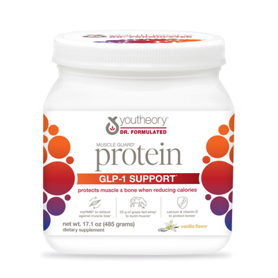 Youtheory GLP-1 Support Muscle Guard Protein Vanilla, 17.1 Oz