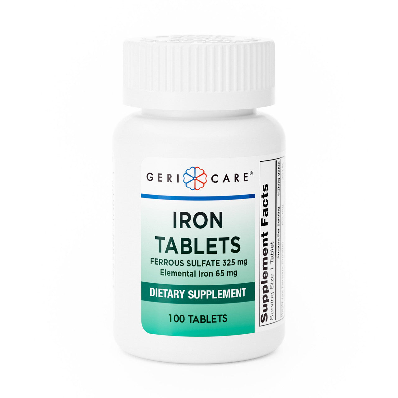 Tabletas de hierro de sulfato ferroso Geri-Care, 325 mg