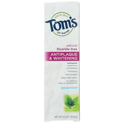 Tom's of Maine Natural Antiplaque Fluoride-Free Toothpaste - Spearmint 55 oz