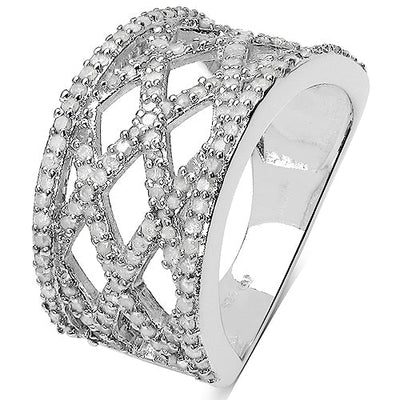 0.92 Carat Genuine White Diamond Sterling Silver Engagement Ring