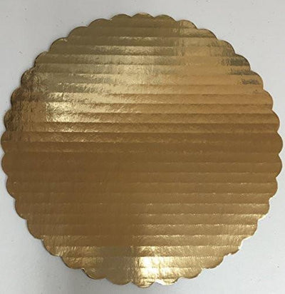 Base de pastel redonda dorada con borde ondulado de 8"