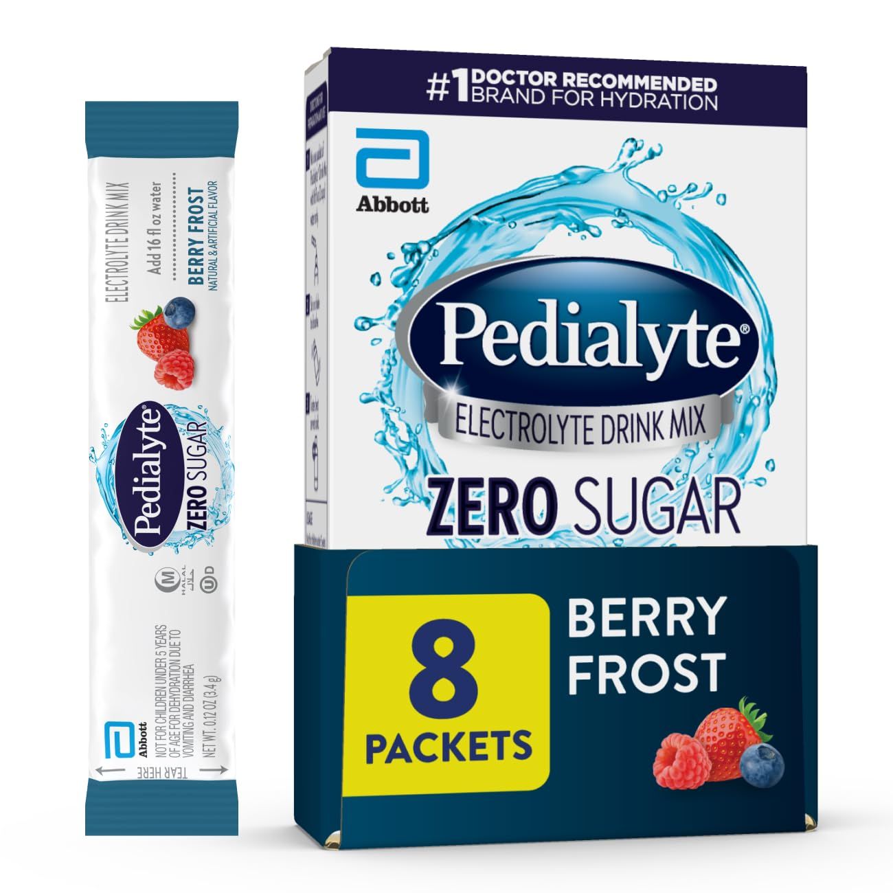 Poudre de boisson électrolytique Pedialyte Zero Sugar - Baie Givrée