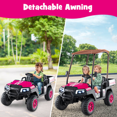 24V Kids Golf Cart 4WD 2-Seater Ride-On Car - Pink