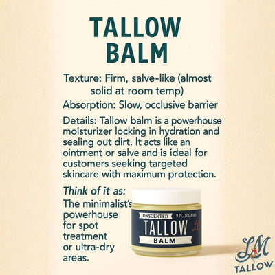 Unscented Tallow Balm - Natural Moisturizer for Face & Body