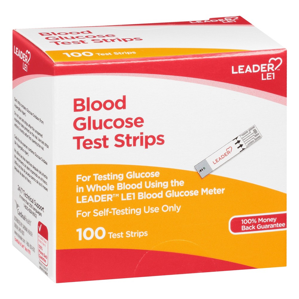 Tiras de Prueba de Glucosa en Sangre Leader - 100 Contenido