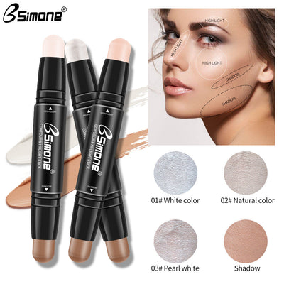 Double-Ended Highlighting Stick Concealer Nose-Shadow Highlighter To Fix Spots Side Shadow Highlighter Stick - Korvel
