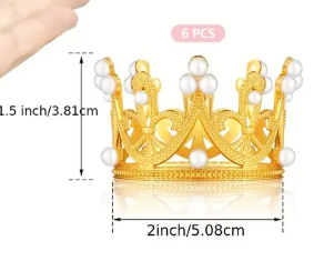 Mini Crown Cake Toppers - Korvel