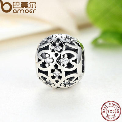 BAMOER 925 Sterling Silver Intricate Lattice Charm