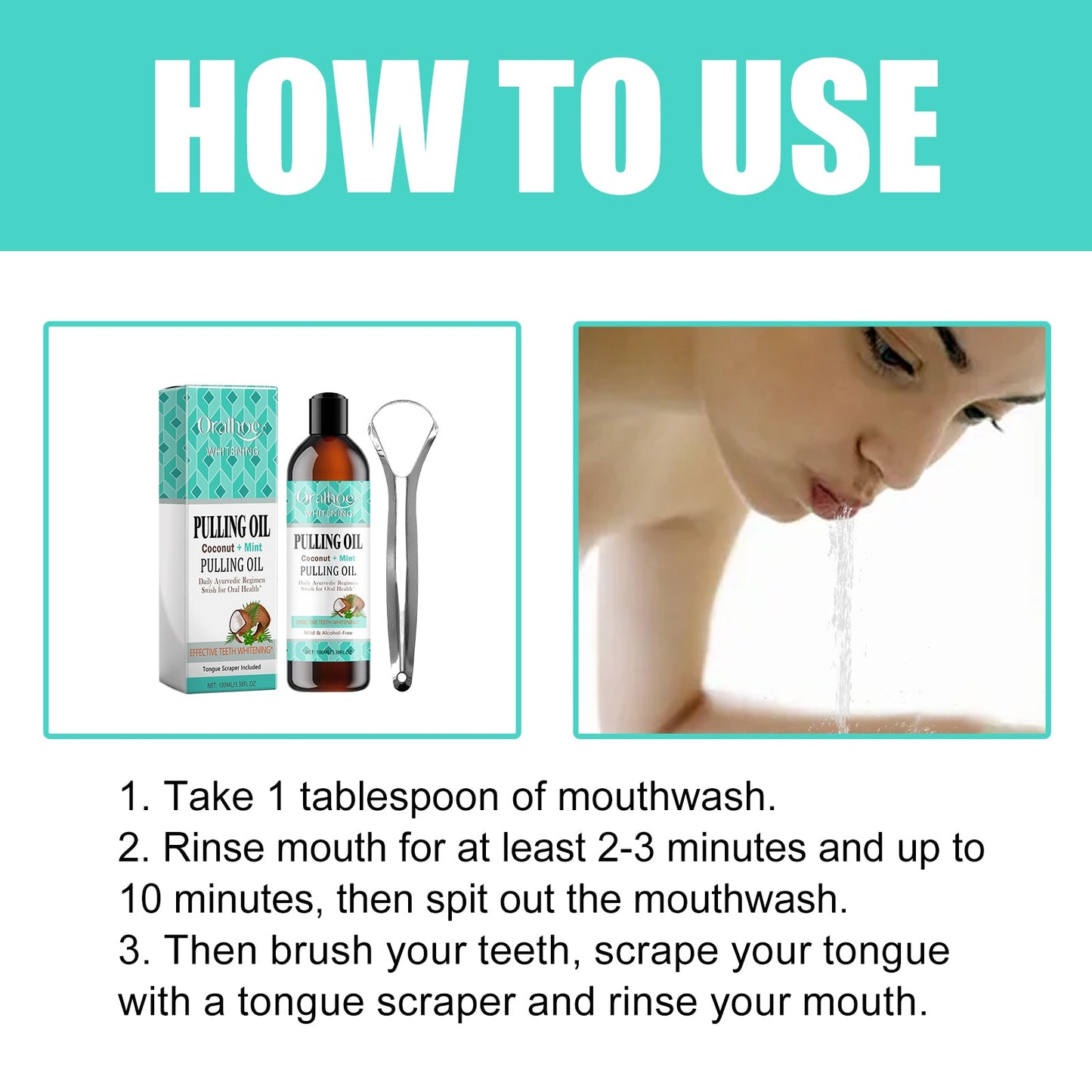 Whitening Mouth Wash, Beauty Shine White Teeth And Fresh Breath Odor Clean Mouth Care Gums - Korvel