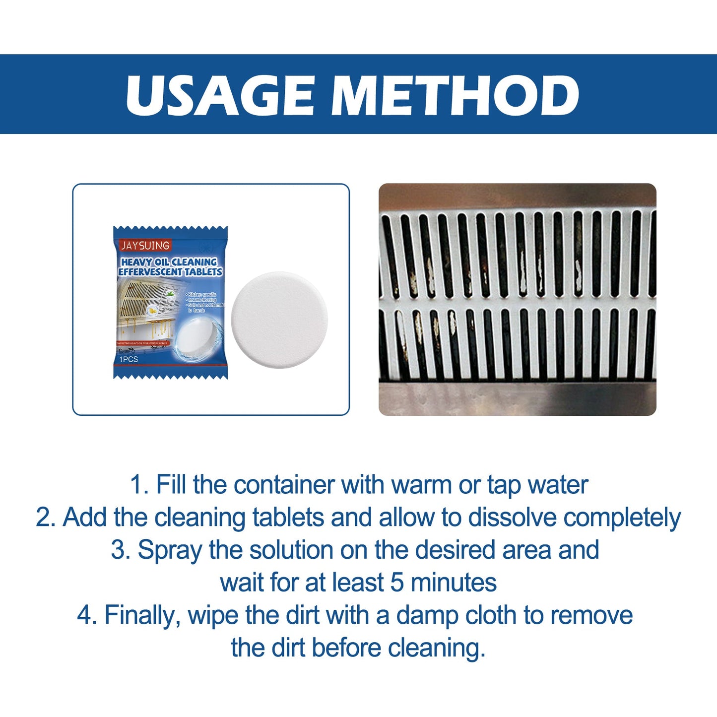 Effervescent Kitchen Oil Stain Cleaning Tablets