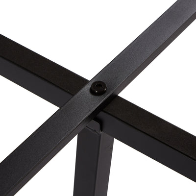 Large metal platform bed frame with wooden headboard and footboard with USB LINER and LED lights - Korvel