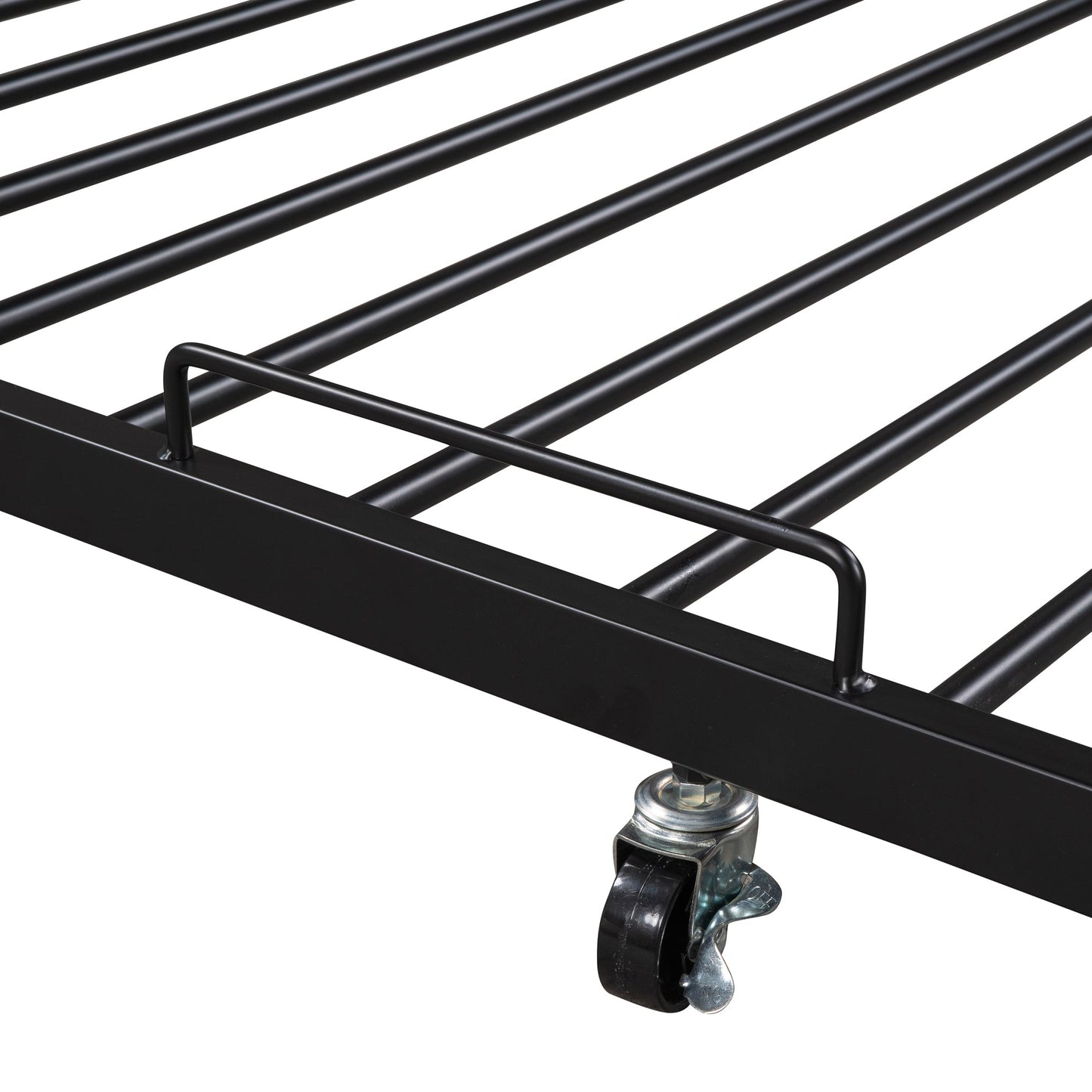 Cama de Plataforma de Metal Tamaño Queen con Trundle y Puertos USB - Negro