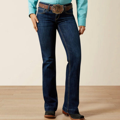Ariat Women's Mid Rise Cindy Trouser - Dark Wash Denim - Korvel