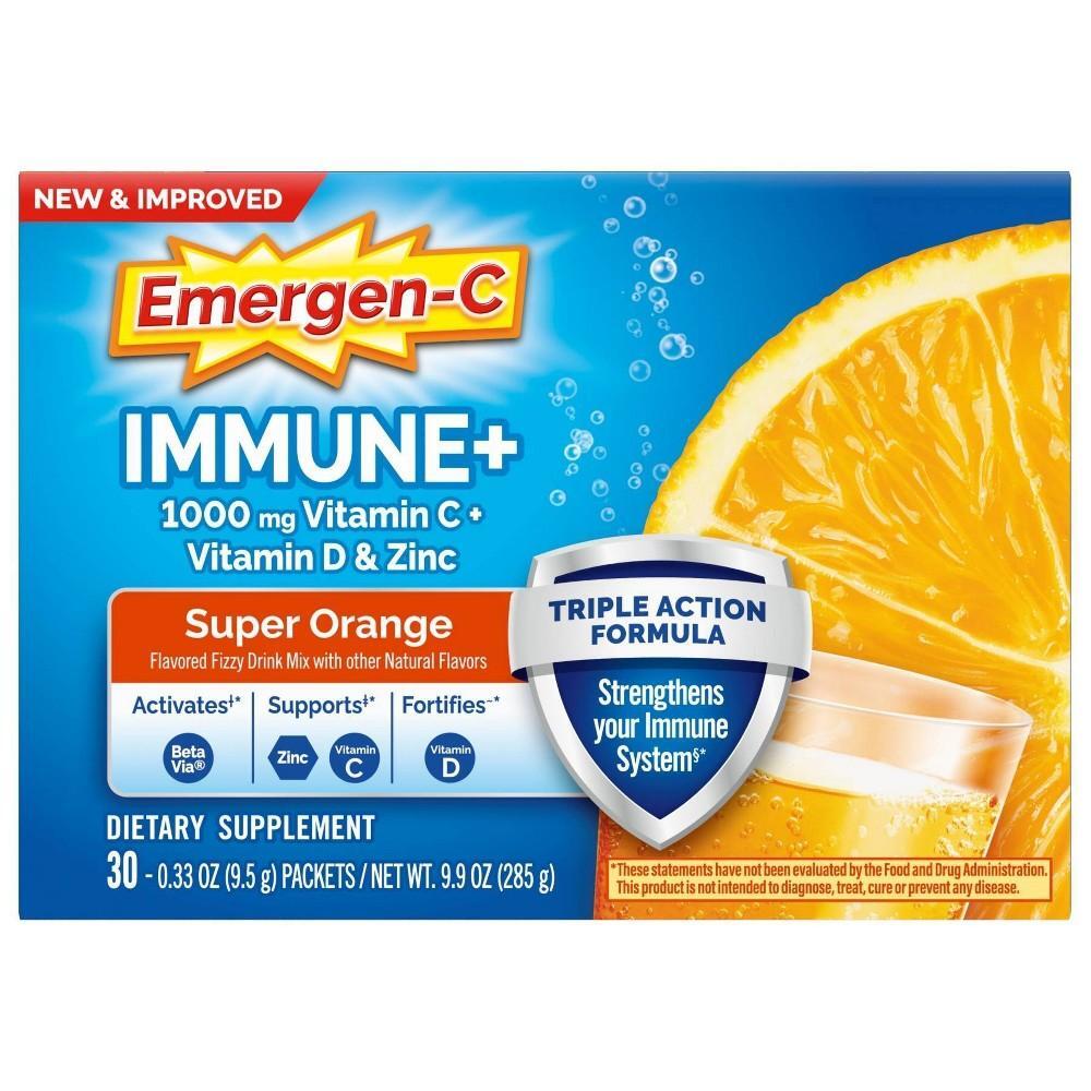 Emergen-C Mezcla de Bebida Efervescente de Vitamina C, Naranja Super – 1000mg – 30 Contenidos