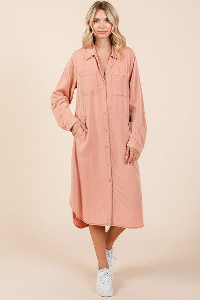 Button Down Long Sleeve Shirt Dress for Women - Timeless and Versatile