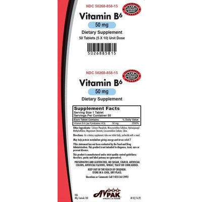 Comprimés de vitamine B6 AvKARE, 50 mg - Qualité supérieure
