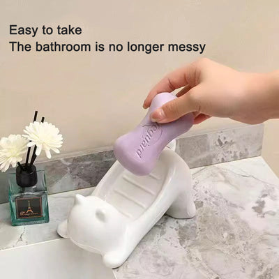 Cat soap box bathroom products bathroom accessories soap dish soap box cute pet cat drainage basket anti slip - Korvel