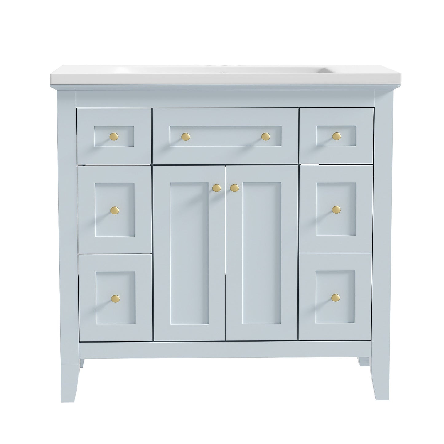 Meuble de salle de bain bleu clair de 36" avec évier en résine et rangement