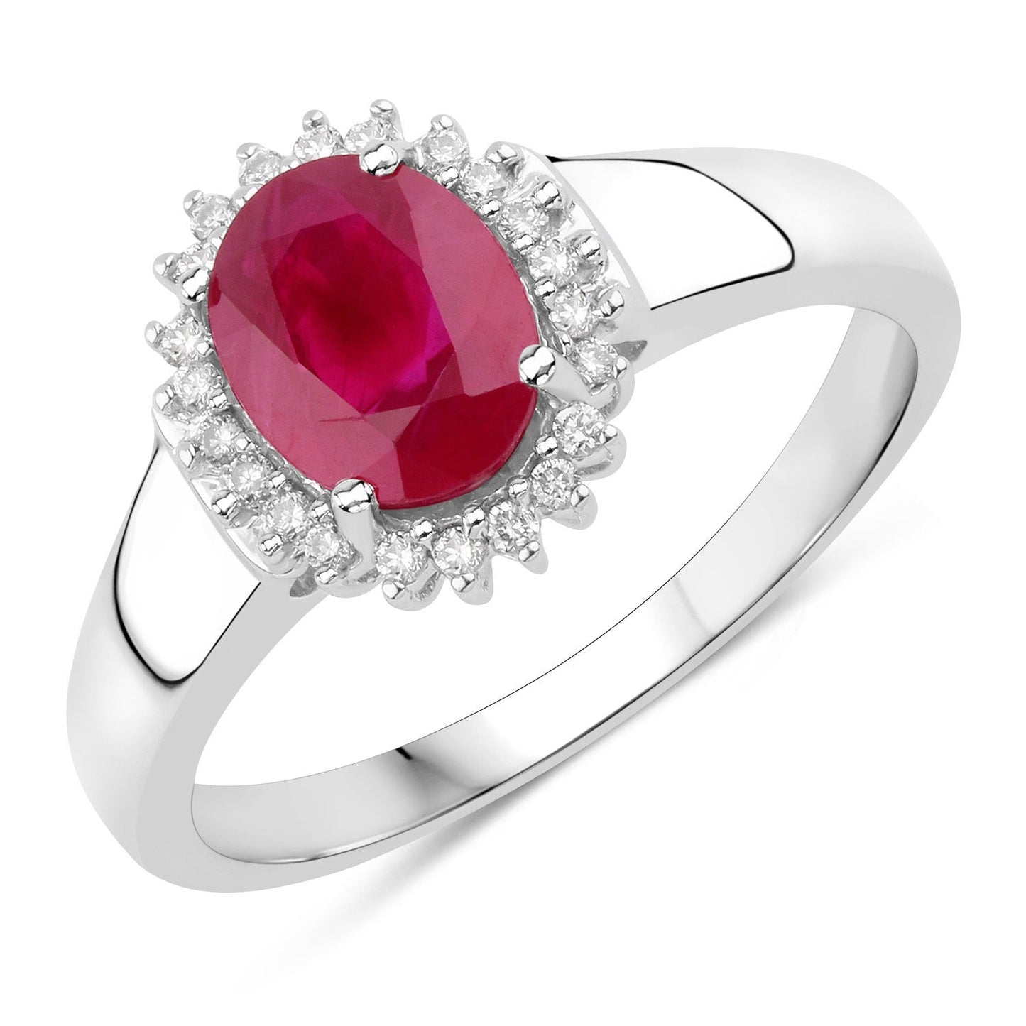 1.55 Carat Ruby and Diamond 14K White Gold Engagement Ring