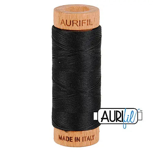 Bobine de coton Aurifil 80wt 2692 Noir - Fil de couture de précision
