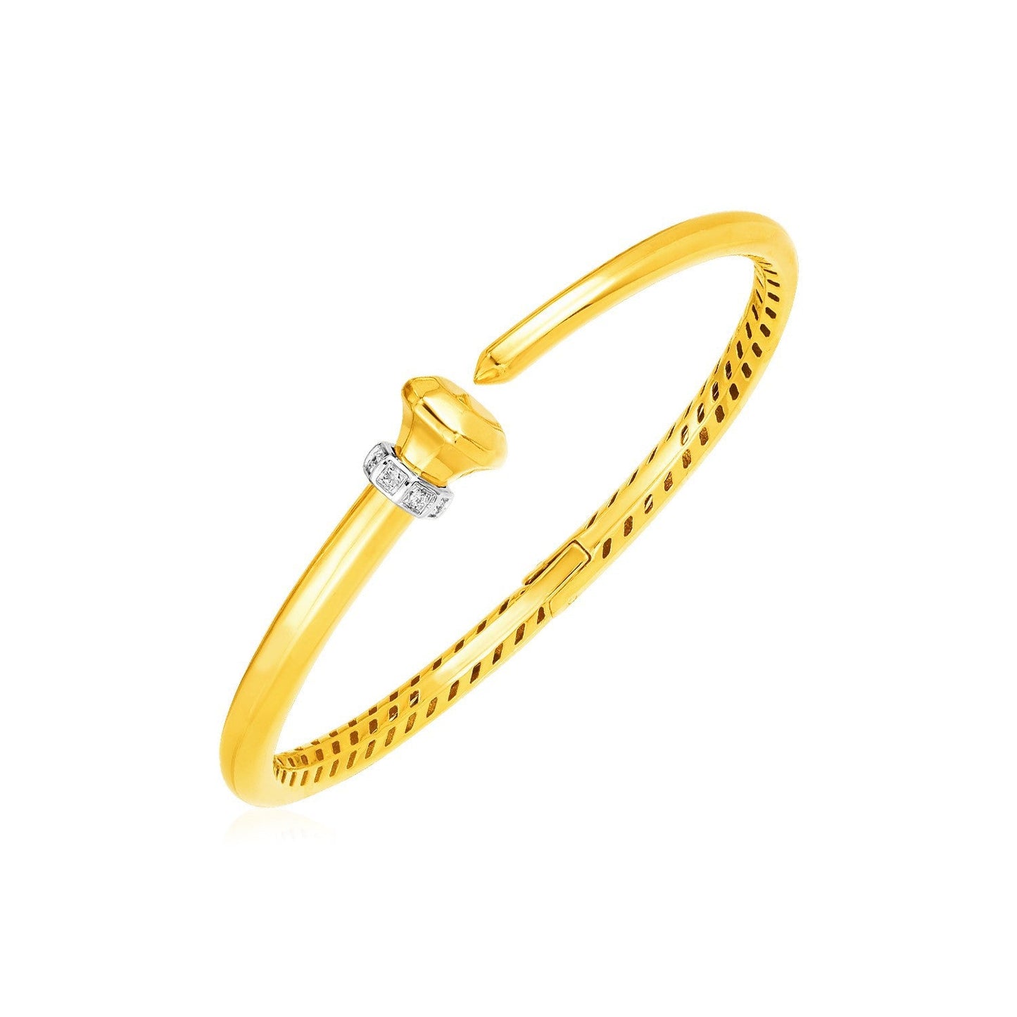 Pulsera de Bisel con Bisagra de Oro Amarillo de 14k con Diamantes