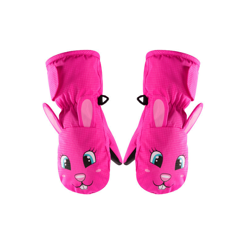 Gants de ski doublés en polaire pour enfants - Designs de dessins animés mignons