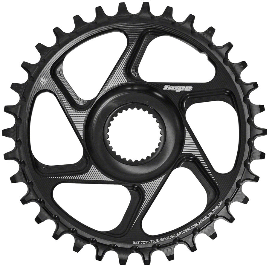 Hope Spiderless Chainring - 34T R22 para Motores Bosch eBike - Negro
