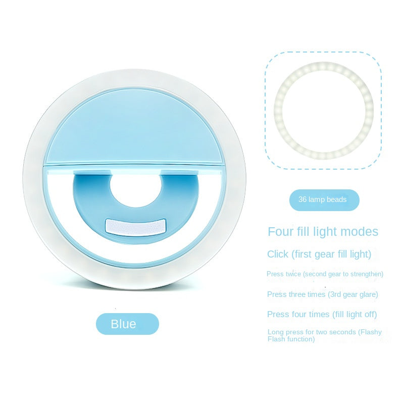 RK-12 Mobile Phone Fill Light Wholesale Live Beauty Selfie Lighting Round Flash Charging LED Fill Light - Korvel
