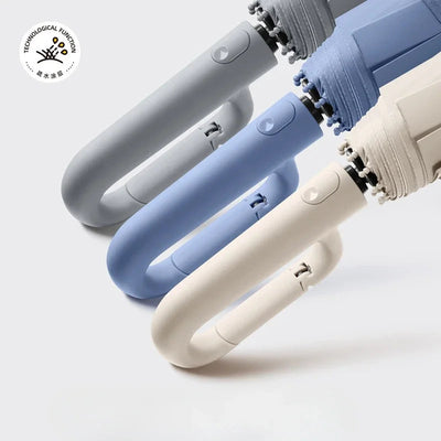 Men's and Women's Sunshade Umbrella Automatic Ring Umbrella Rain and Sun Protection UV Folding - Korvel