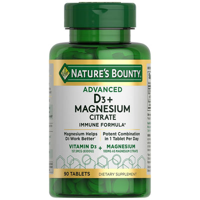 Nature's Bounty Advanced Vitamin D3 + Magnesium Citrate Tablets