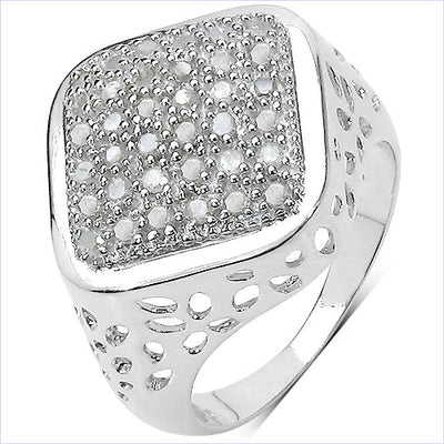 Bague de fiançailles en argent sterling avec diamant blanc véritable de 0,54 carat