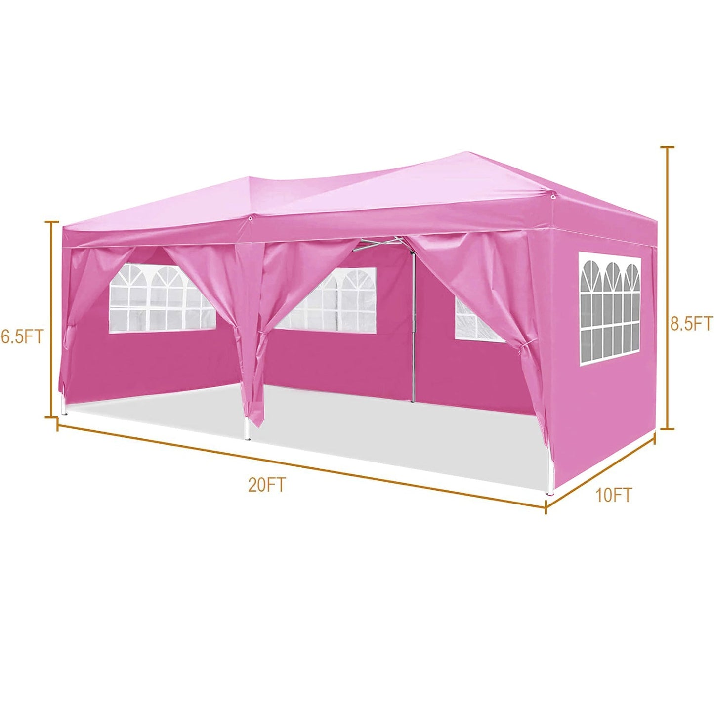 10'x20 'folding canopy with 6 detachable side wall outdoor activity sheds UPF 50+terrace portable tent (pink) - Korvel