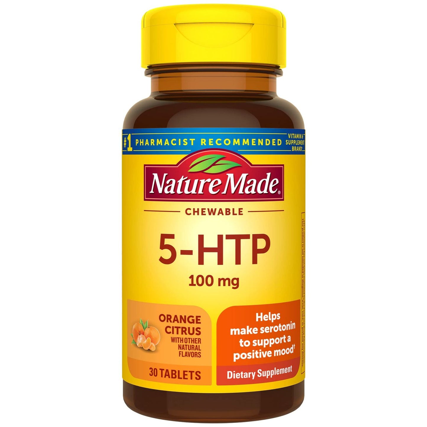 Nature Made 5-HTP Chewable Tablets, 100 mg, Orange Citrus