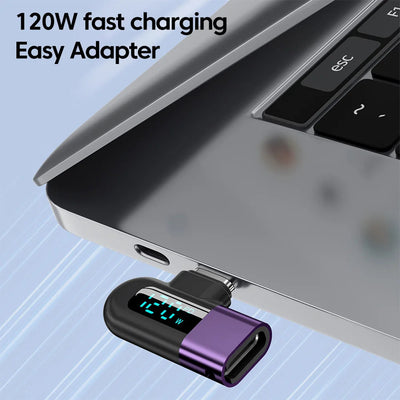 TG adapter 6A intelligent digital display supports 120W fast charging data cable, USB 2.0 port, Type-C adapter - Korvel