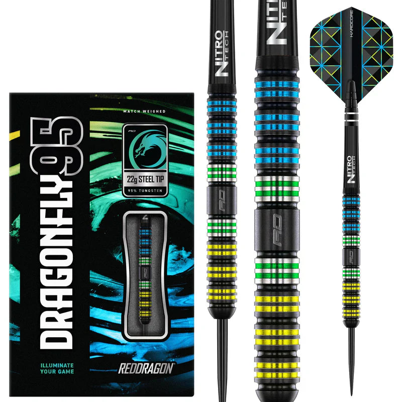 Dragonfly 95 Noir - Fléchettes en Acier Premium