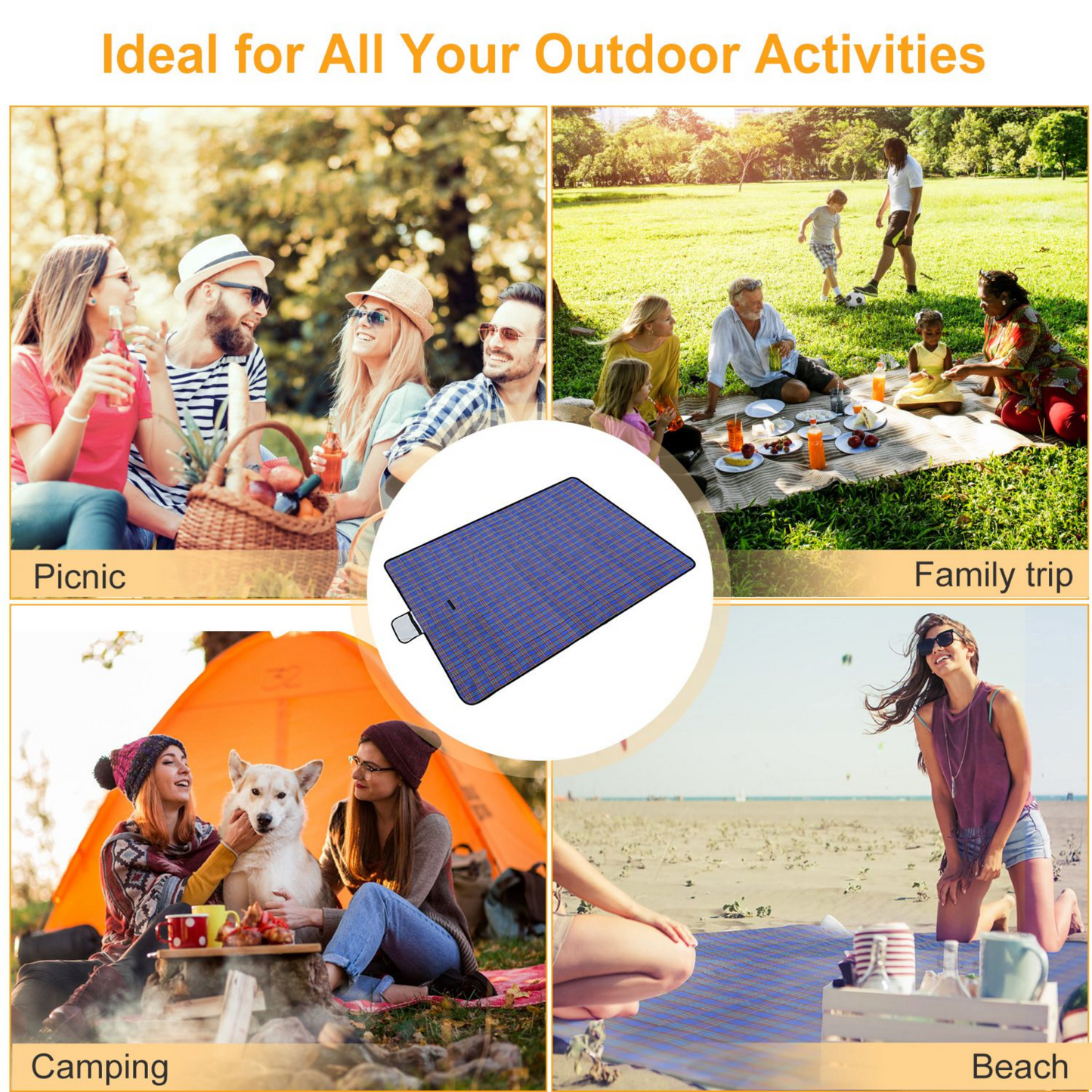 GBruno 60" x 78" Waterproof Picnic Blanket - Korvel