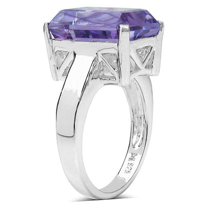 6.10 Carat Genuine Amethyst Sterling Silver Ring