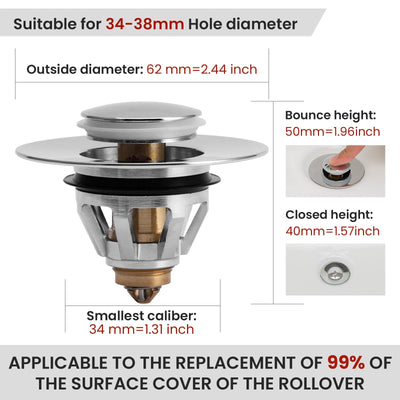 Zezzo Bounce Core Pop-up Drain Filter - Stainless Steel Hair Stopper