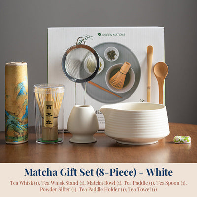 Premium 8-piece Matcha Set: Ceramic Chawan, whisky gift box, Matcha tools – for tea lovers - Korvel