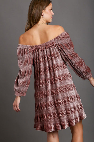 Elegant Off-Shoulder Velvet Mini Dress with Balloon Sleeves