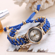 New small dial with diamond inlay Women's woven rope watch Women's creative fashion retractable rope quartz watch - Korvel