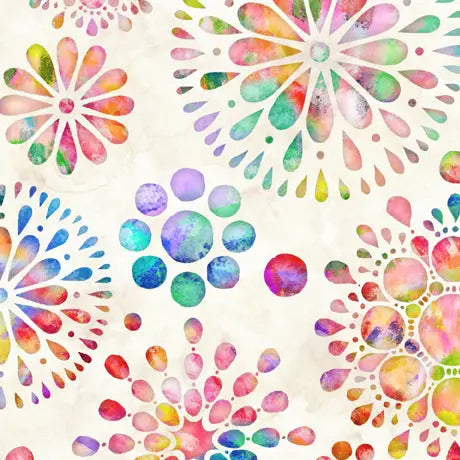Multi Circle Medallion Wideback Cotton Fabric - Premium Quality