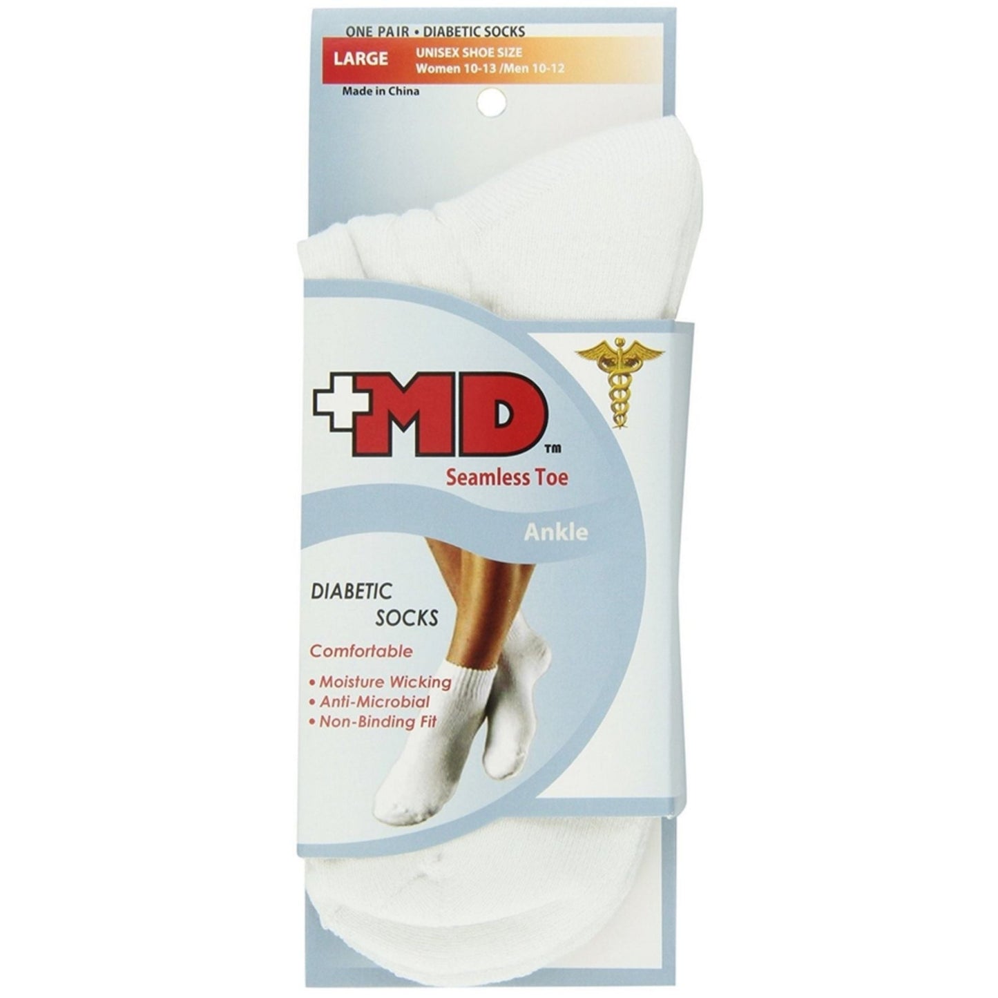 MD USA Calcetines Ankle Diabéticos – Punta Sin Costuras, Grande (Tamaño de Zapato 9-12)