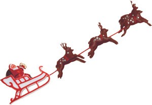 10" Santa Sleigh with Reindeer Decoration